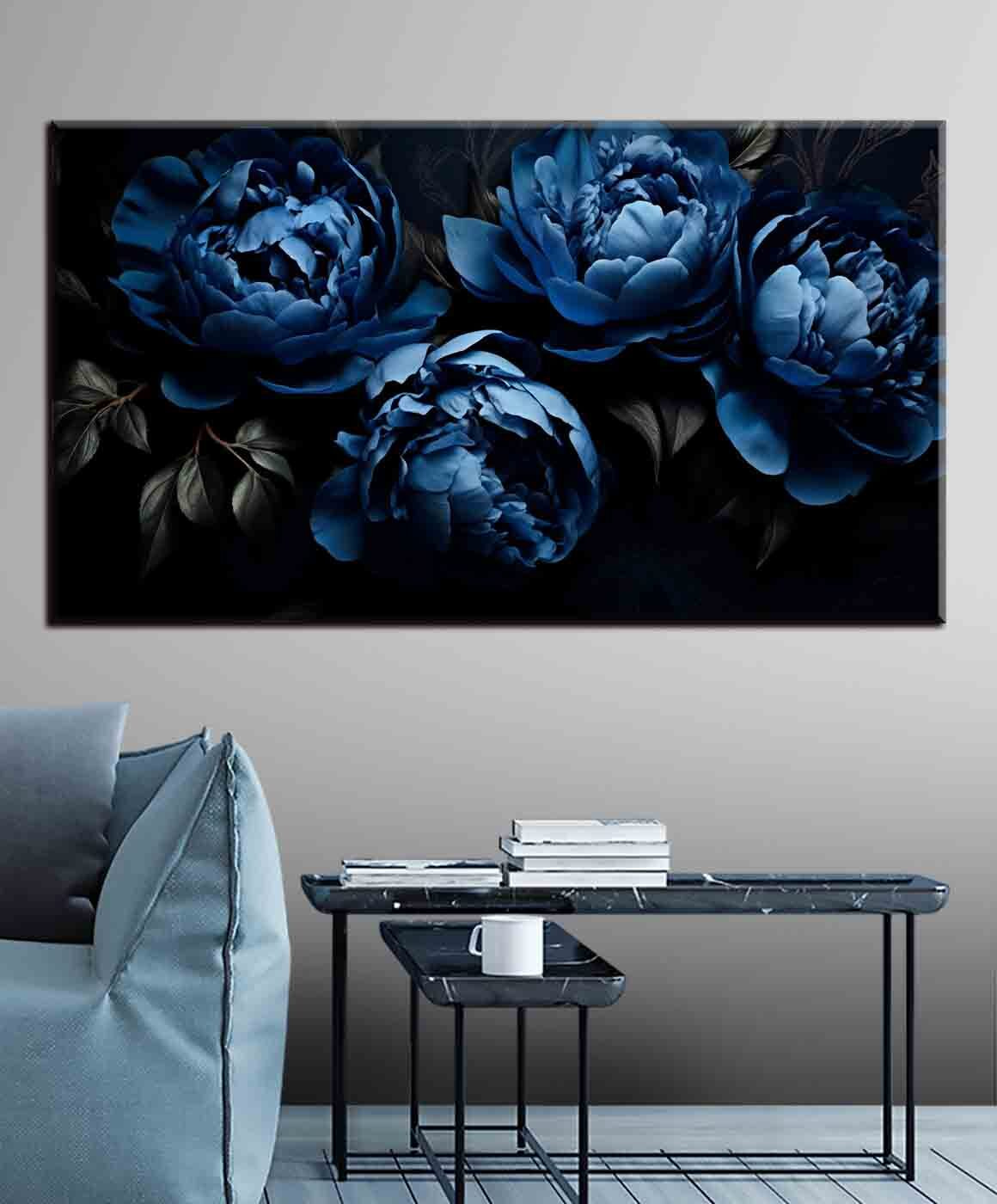 Peónias em azul-noite — interior 3