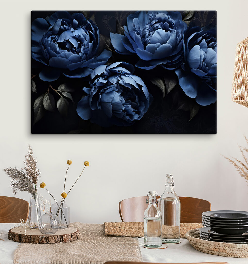 Peónias em azul-noite — interior 5