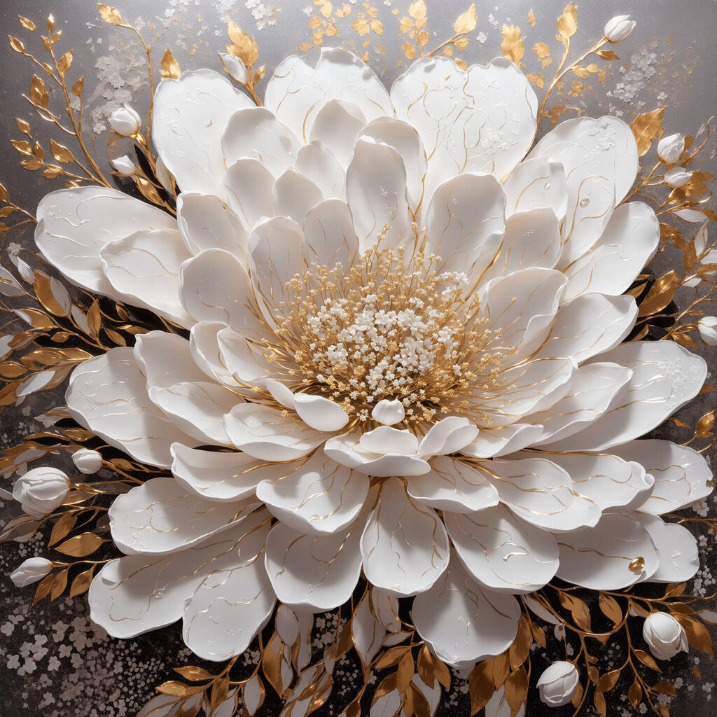 Flor de leques brancos — design completo