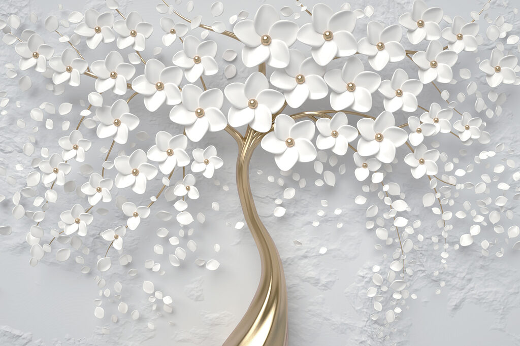 Árvore de flores brancas — design completo