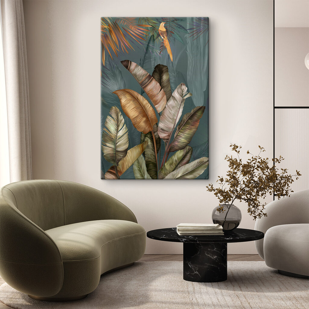 Folhas tropicais em cobre — interior 2