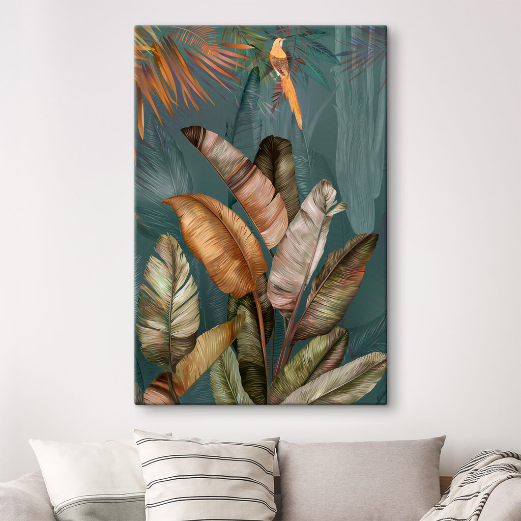 Folhas tropicais em cobre — interior 1