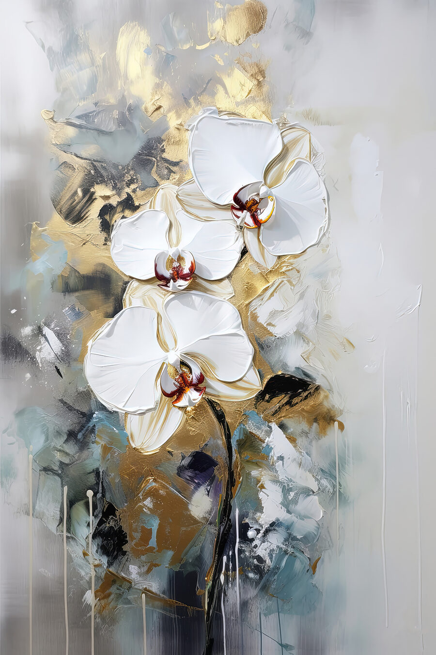 Orquídeas entre traços cinzentos — design completo
