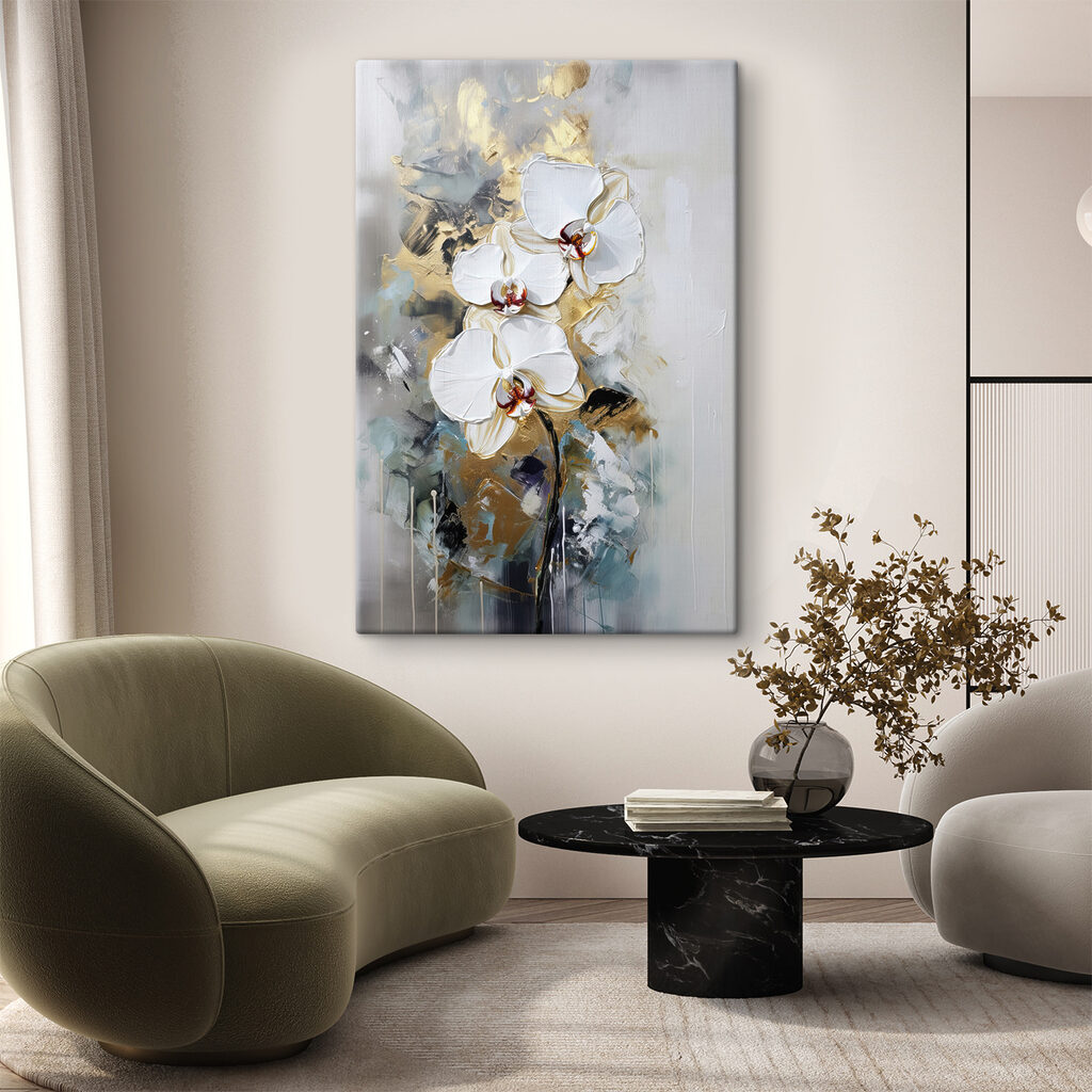 Orquídeas entre traços cinzentos — interior 2