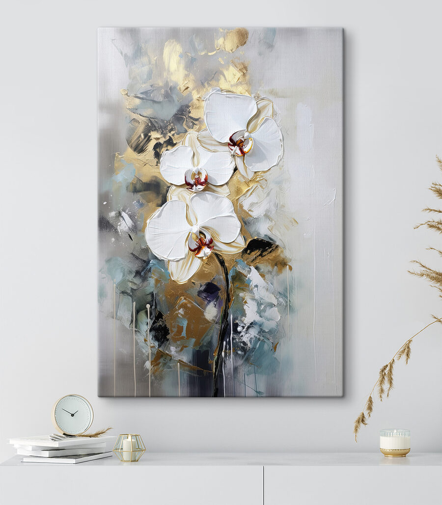 Orquídeas entre traços cinzentos — interior 1