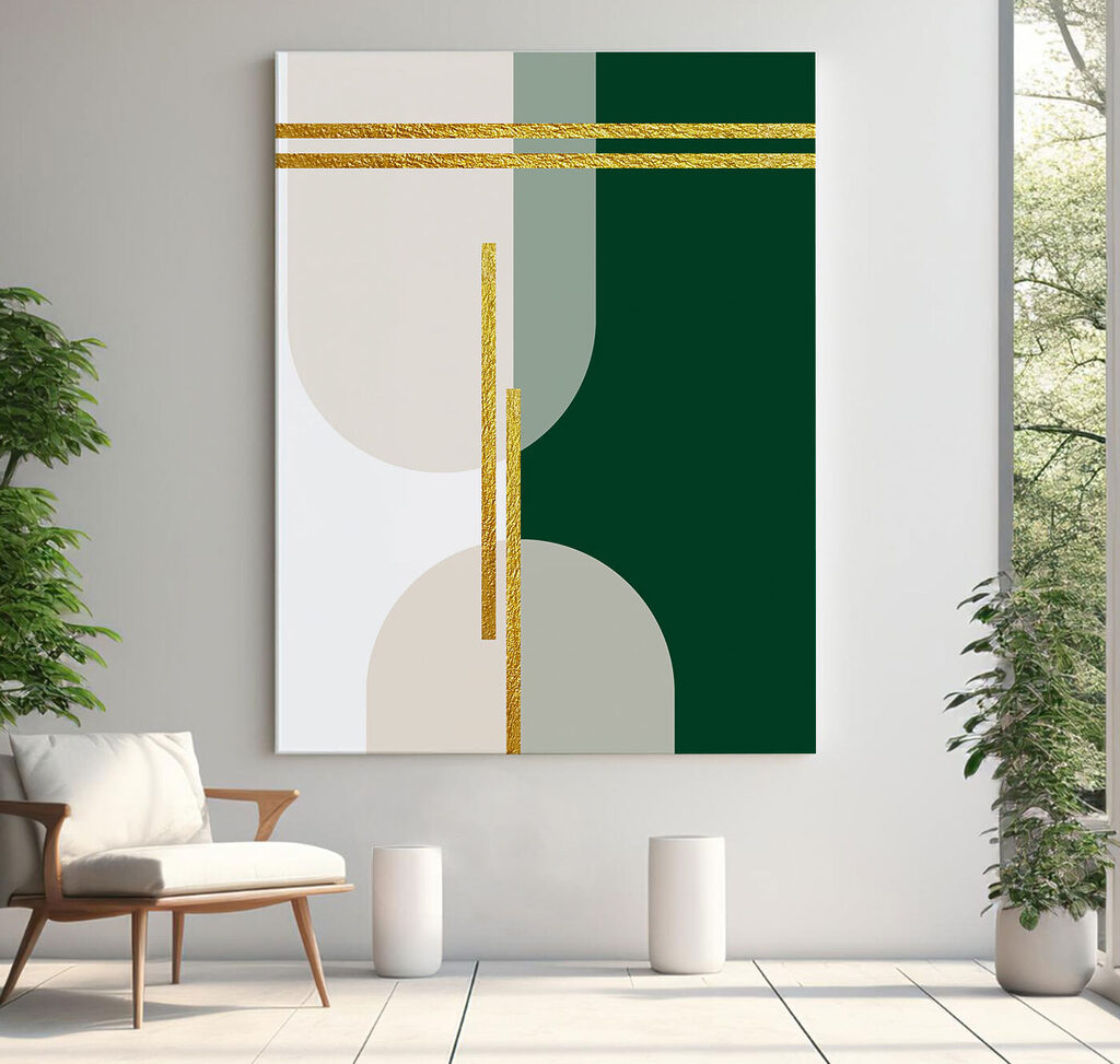 Verde com cruzamentos dourados — interior 5