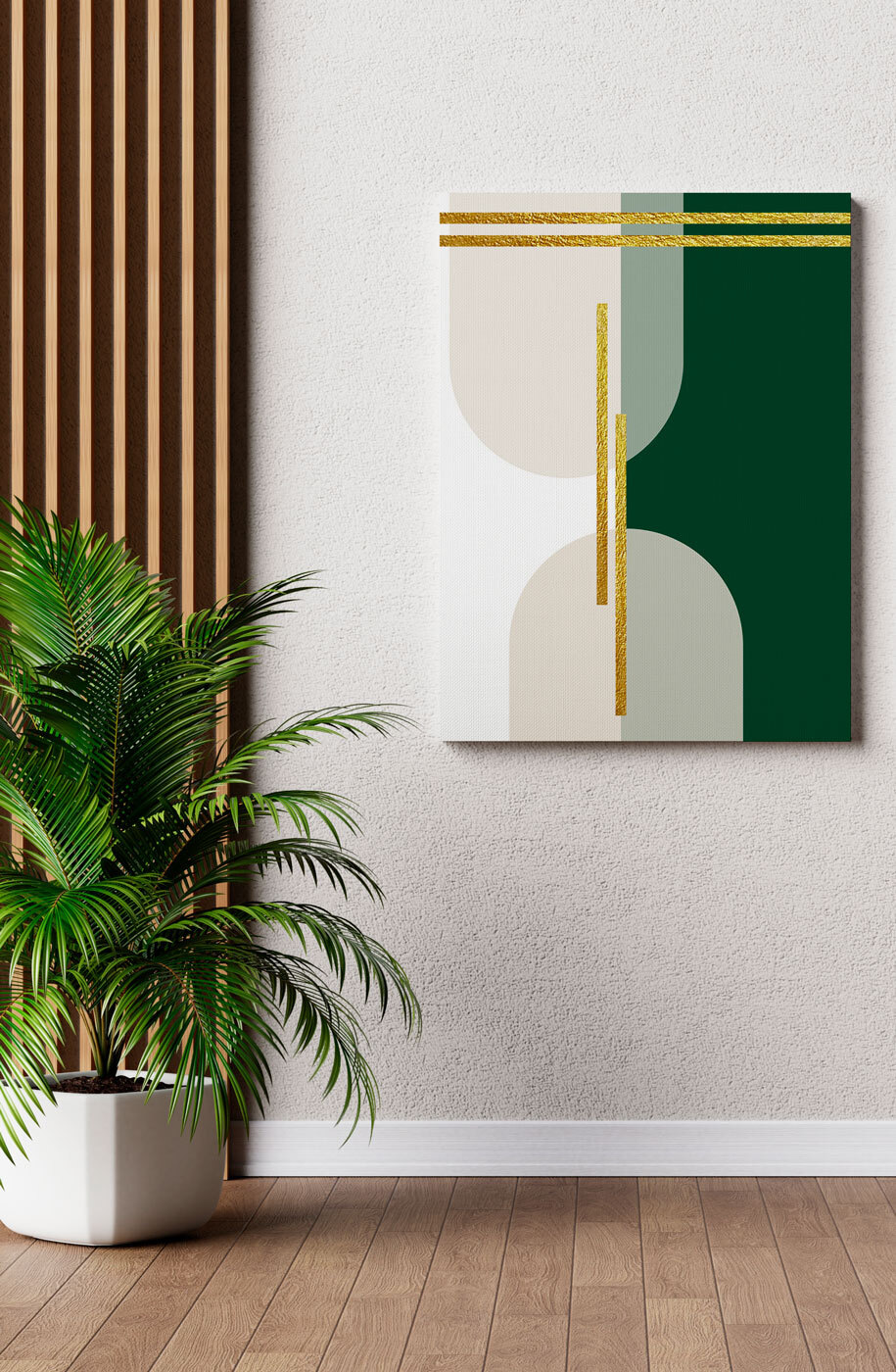 Verde com cruzamentos dourados — interior 3