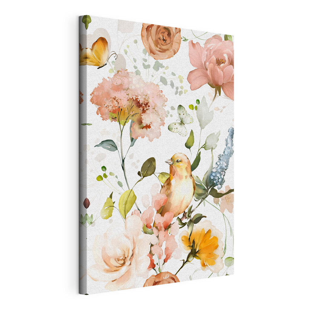 Pássaro entre flores claras — vista do produto