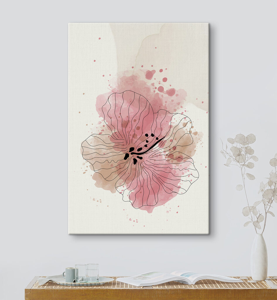 Flor cor-de-rosa em contorno — interior 1