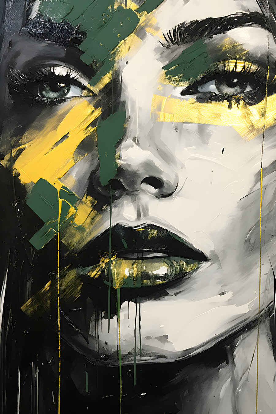 Retrato com pinceladas amarelas — design completo
