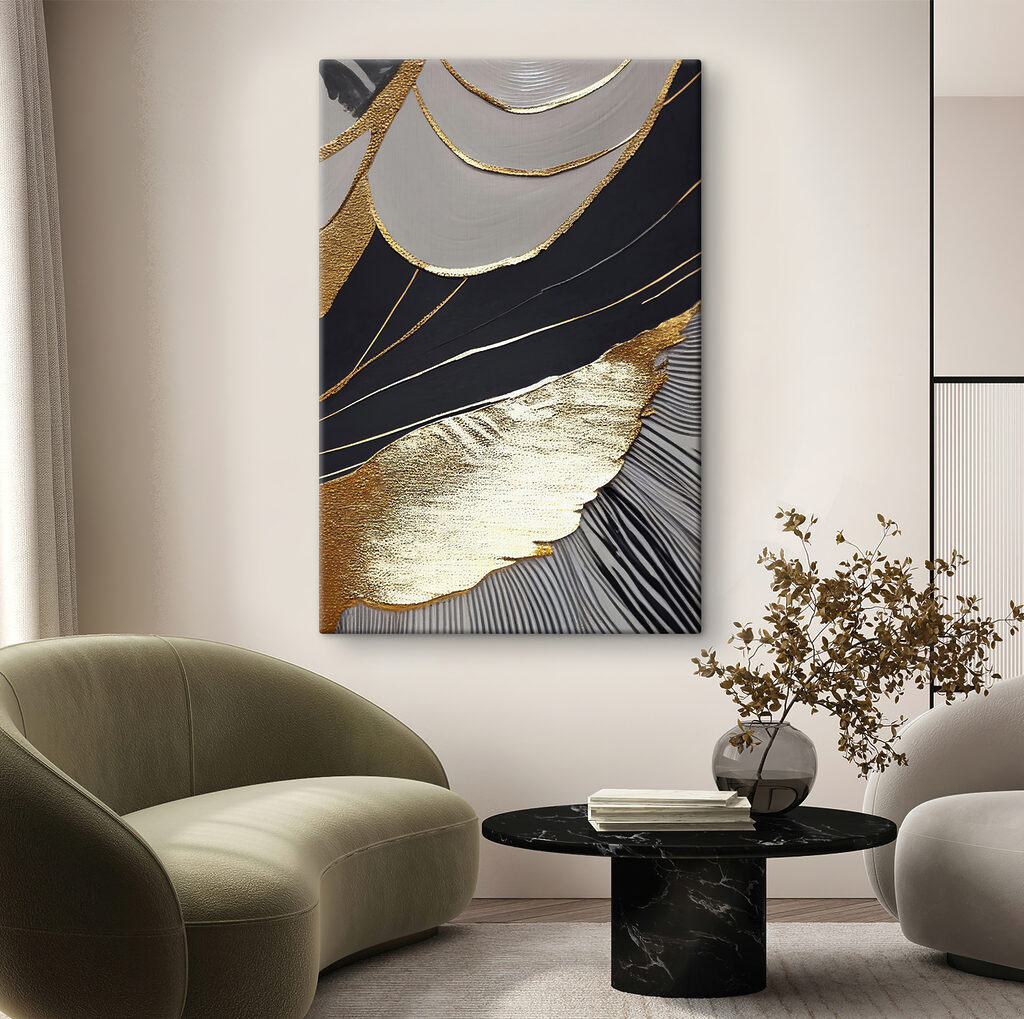 Dourado sobre dobras escuras — interior 1