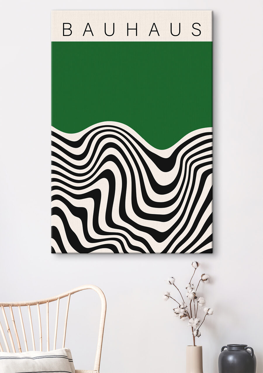 Retângulo verde sobre ondas — interior 5