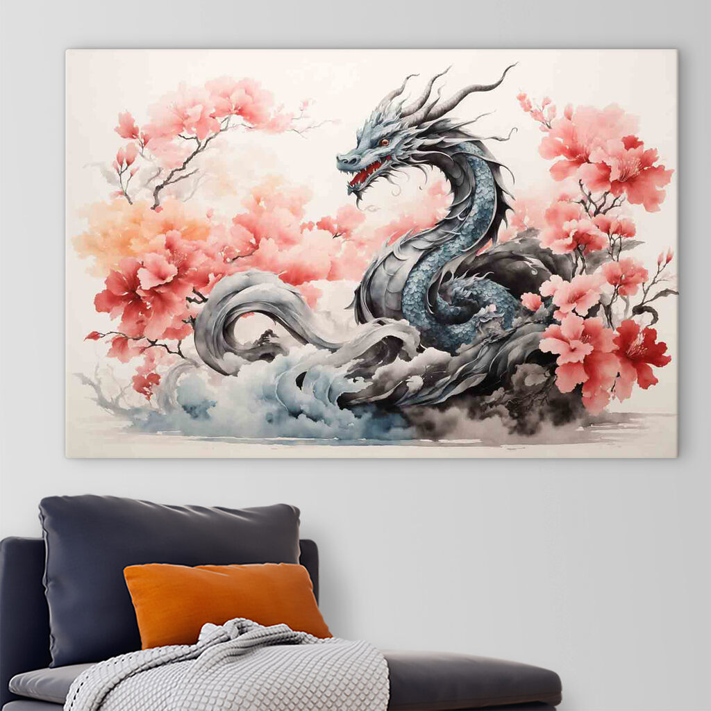 Dragão entre flores cor-de-rosa — interior 3