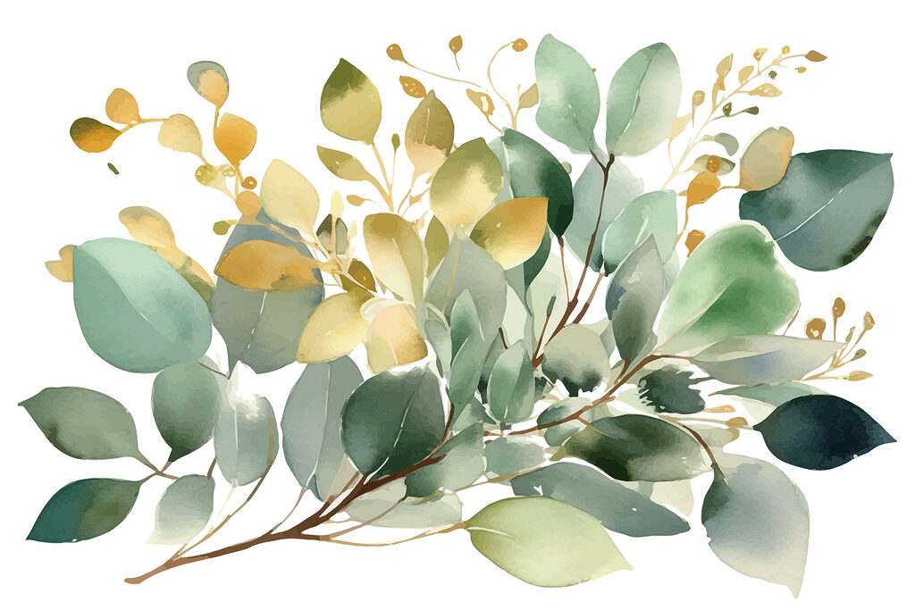 Folhas verdes e amarelas — design completo