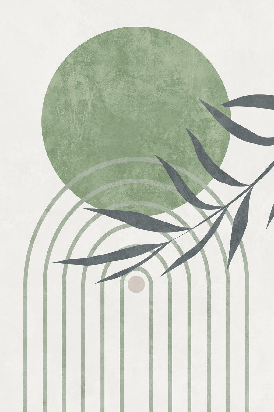 Círculo verde sobre arcos — design completo