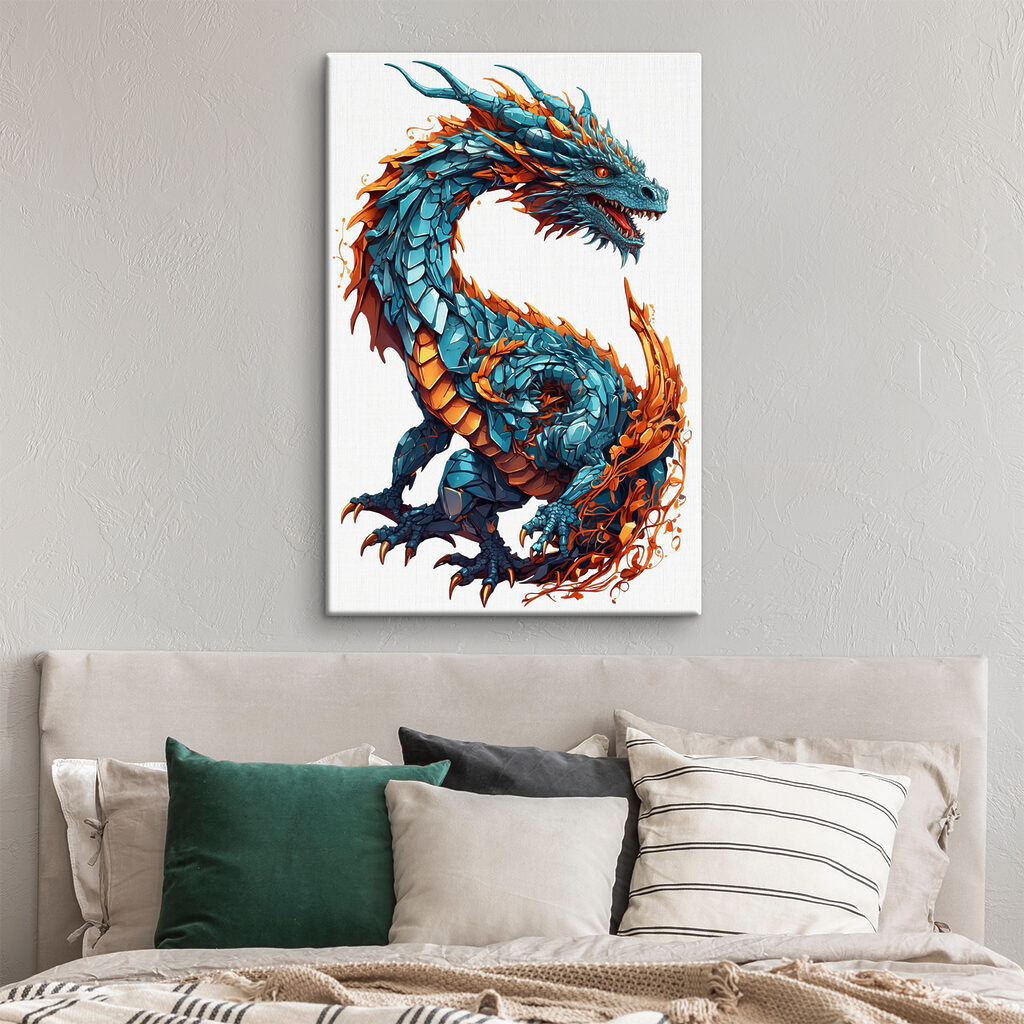 Dragão azul e laranja — interior 2
