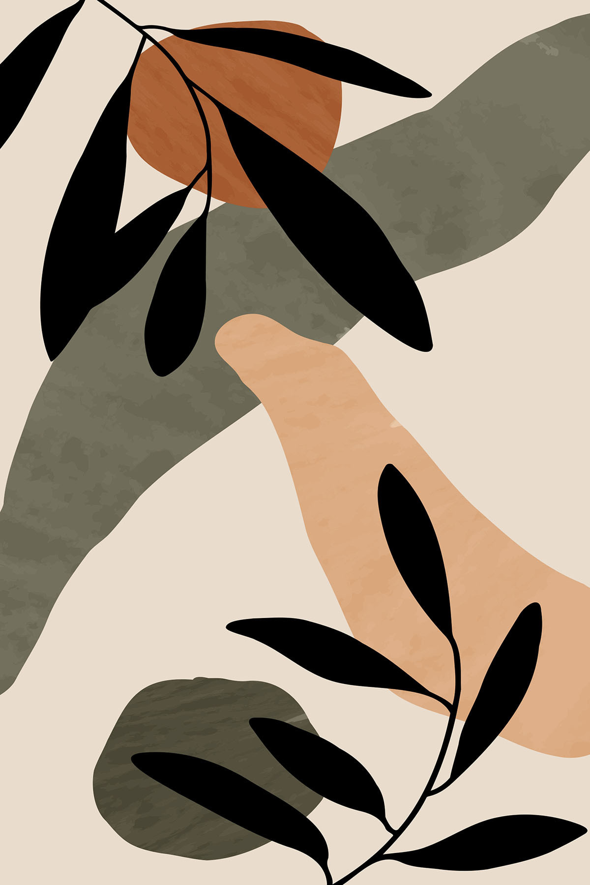 Folhas pretas sobre cor — design completo