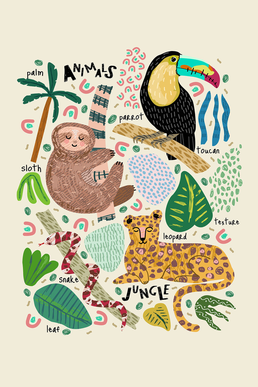 Animais na selva — design completo