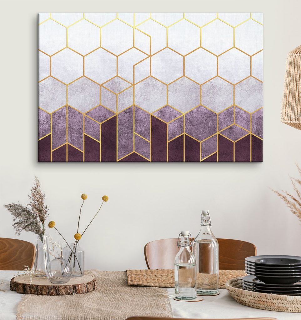 Hexágonos em gradiente num interior