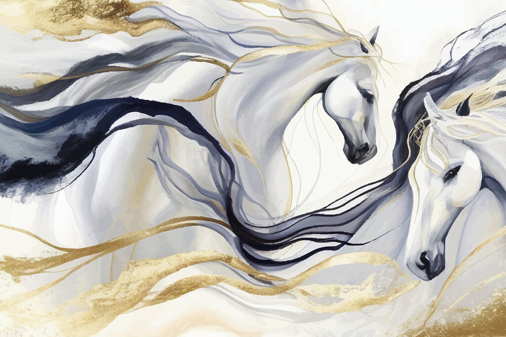Cavalos de linhas onduladas — design completo