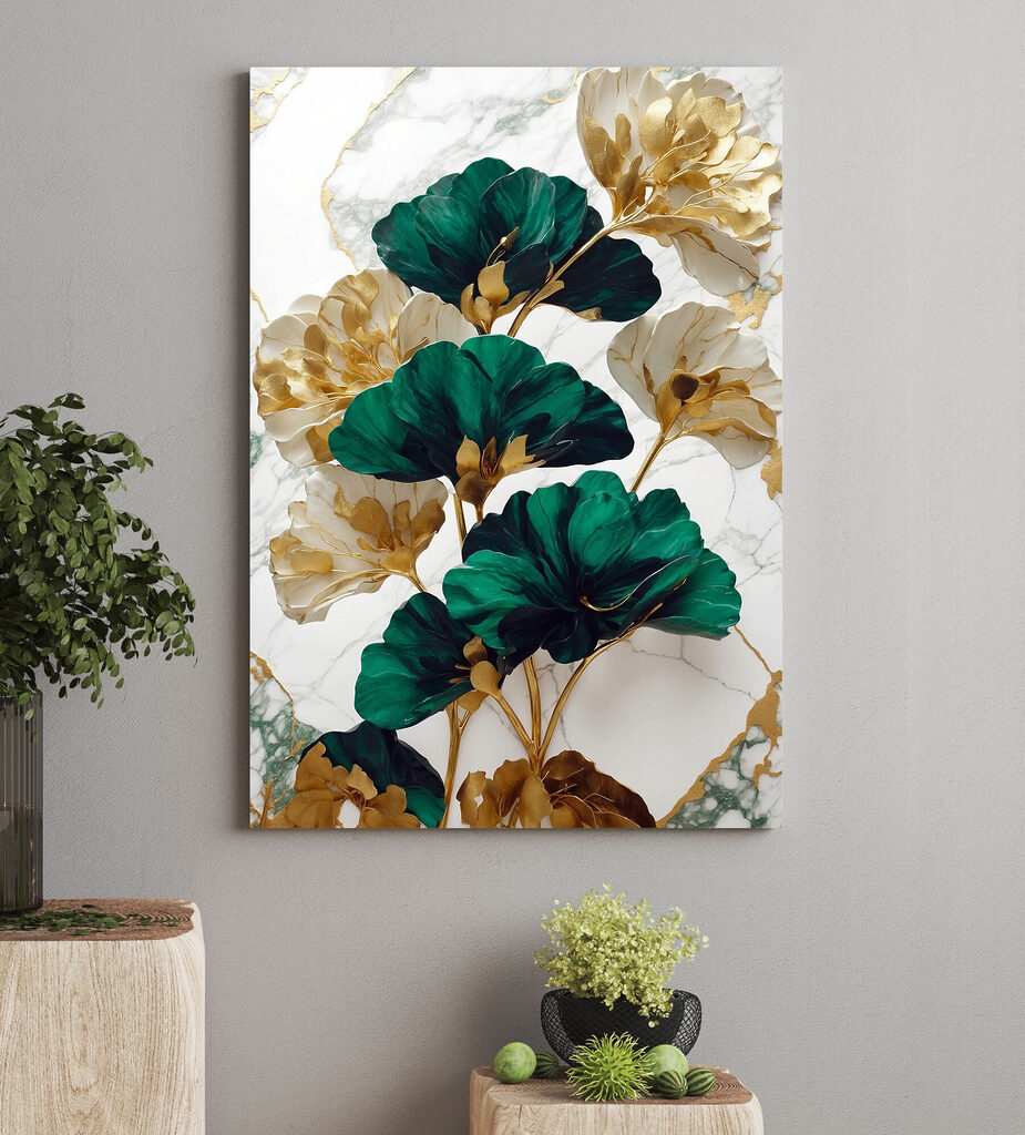 Flores verdes em mármore — interior 3