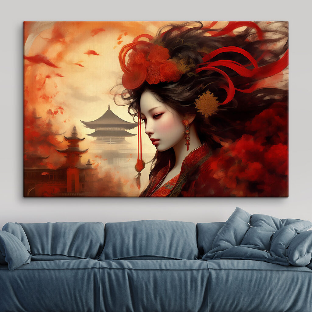 Flor vermelha no cabelo — interior 2