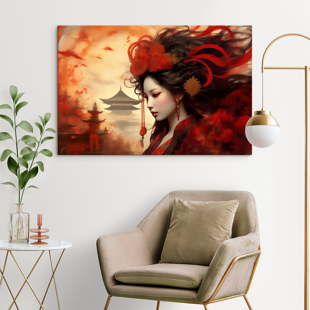 Flor vermelha no cabelo — interior 4