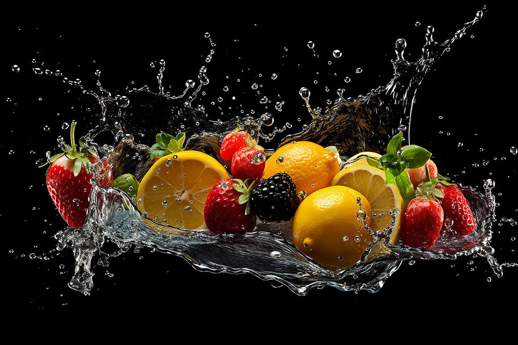 Fruta num salpico — design completo