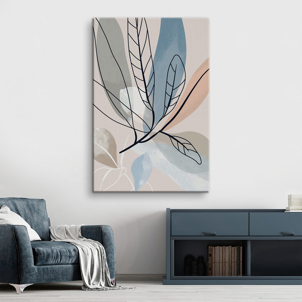 Folhas finas sobre azul — interior 2