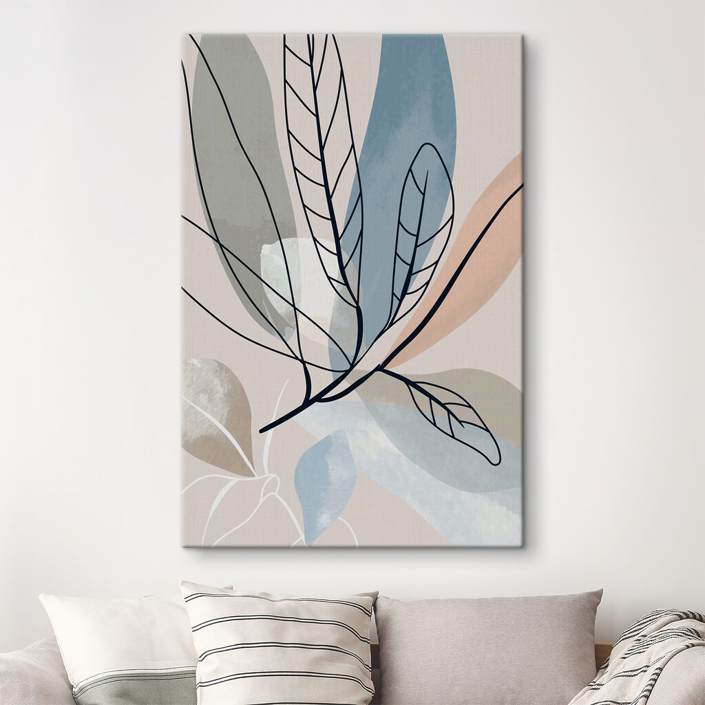 Folhas finas sobre azul — interior 3