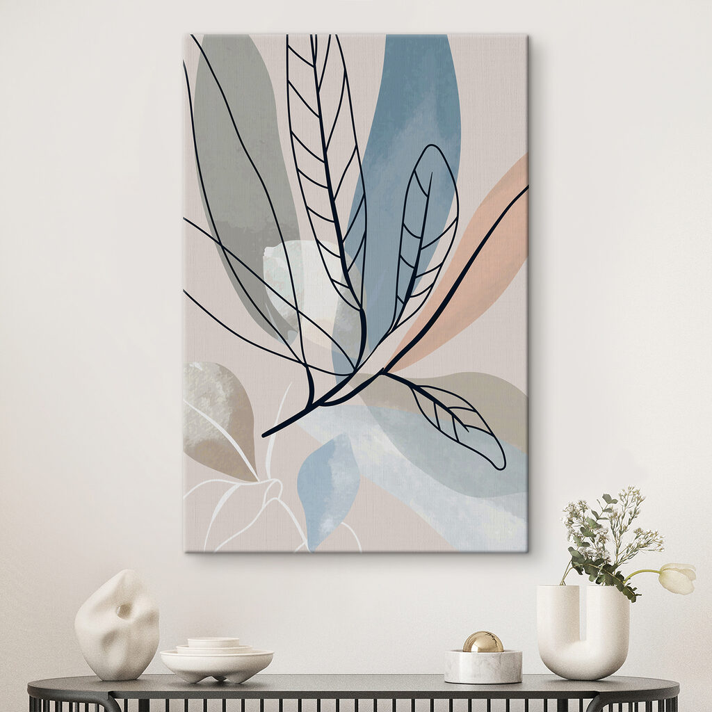 Folhas finas sobre azul — interior 4