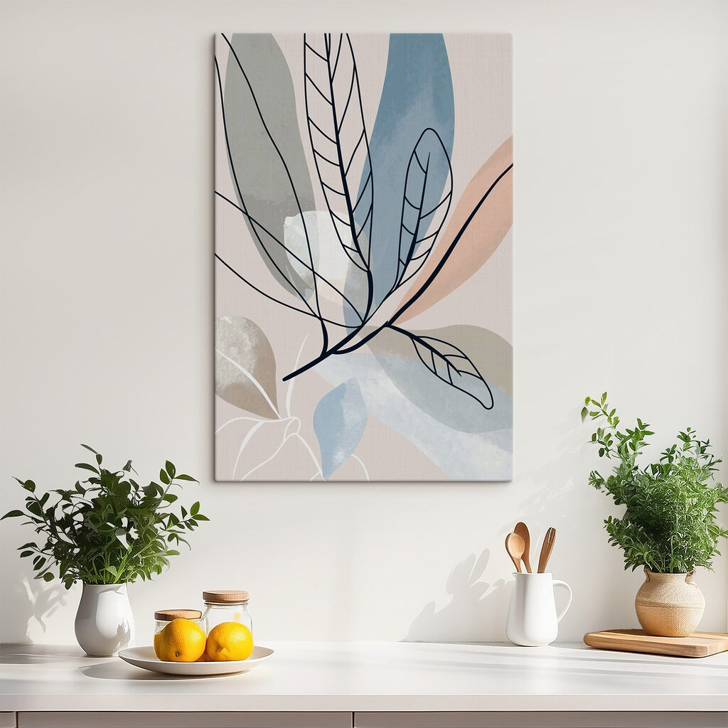 Folhas finas sobre azul — interior 5