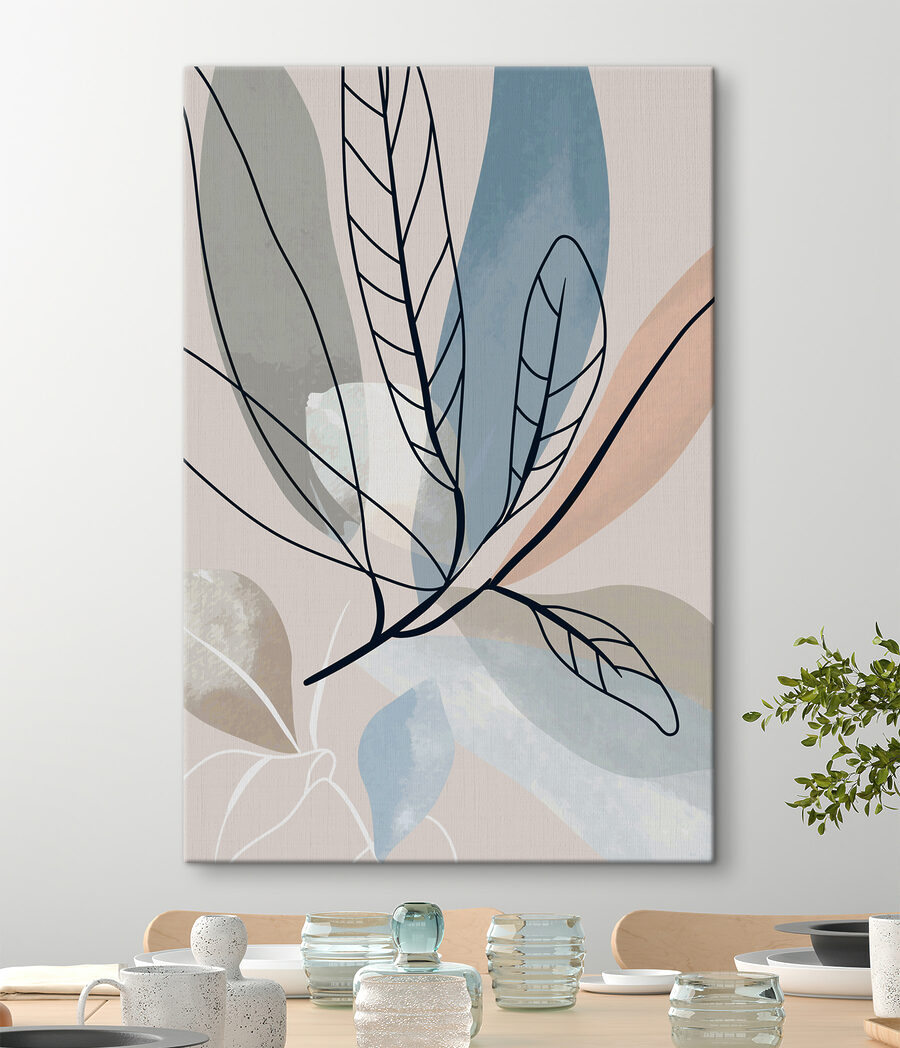 Folhas finas sobre azul — interior 1