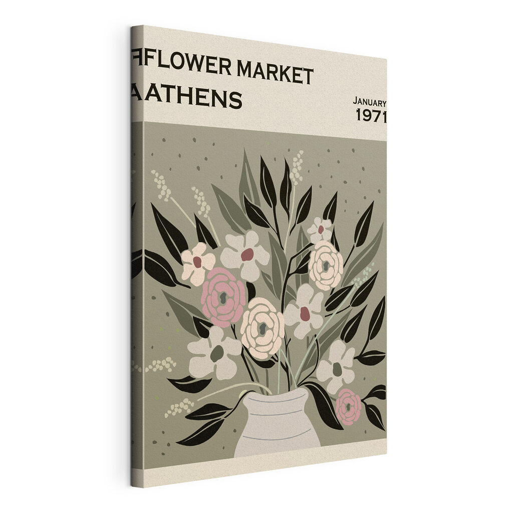 Flores de Atenas, tela esticada e borda contínua