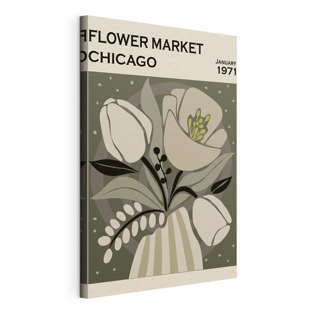 Flores de Chicago, tela esticada e borda contínua
