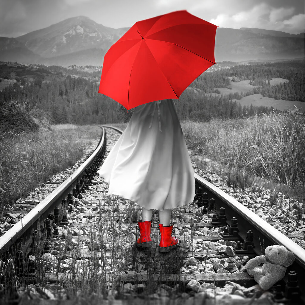 Guarda-chuva vermelho — design completo