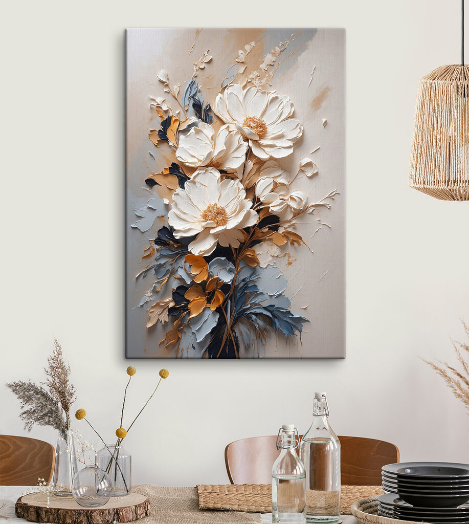 Flores em traços quebrados num interior