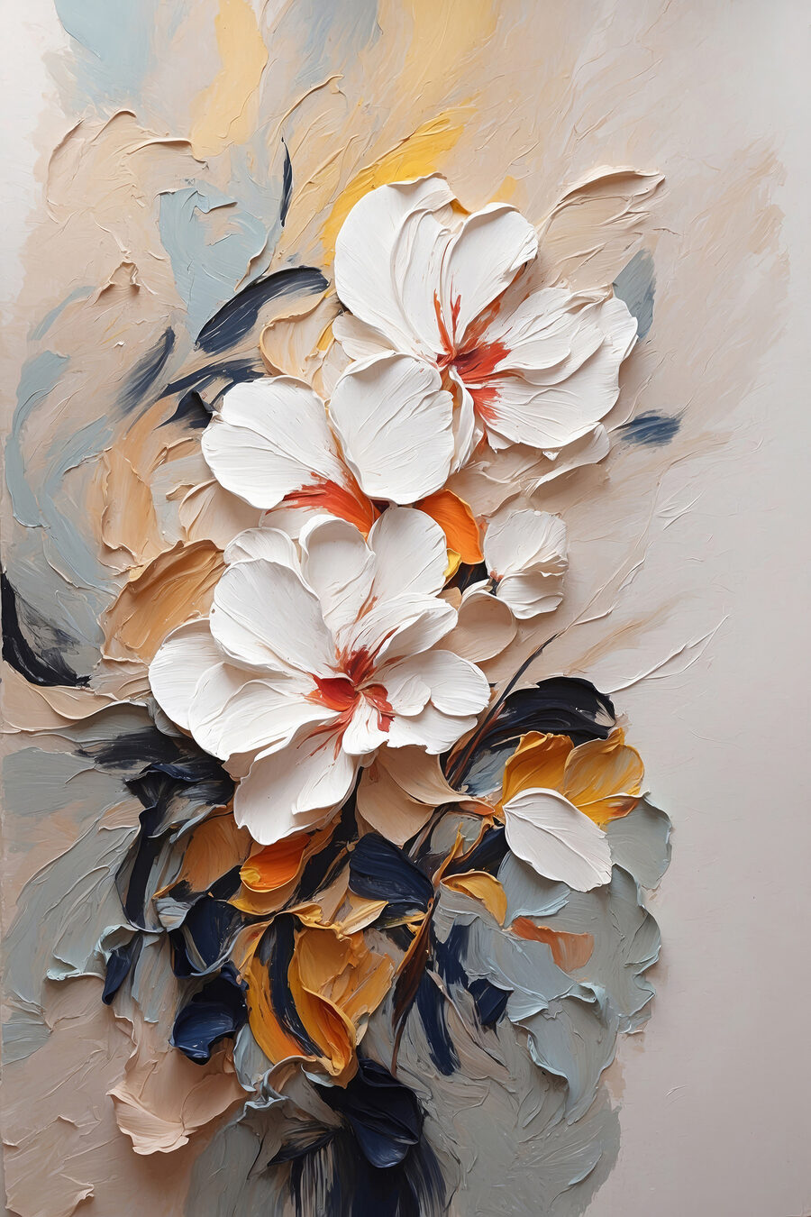 Flores brancas em laranja-ferrugem — design completo