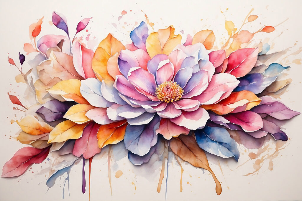 Flor em aguarela suave — design completo