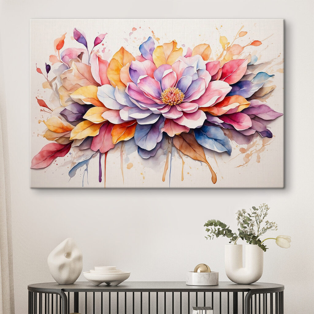 Flor em aguarela suave — interior 1