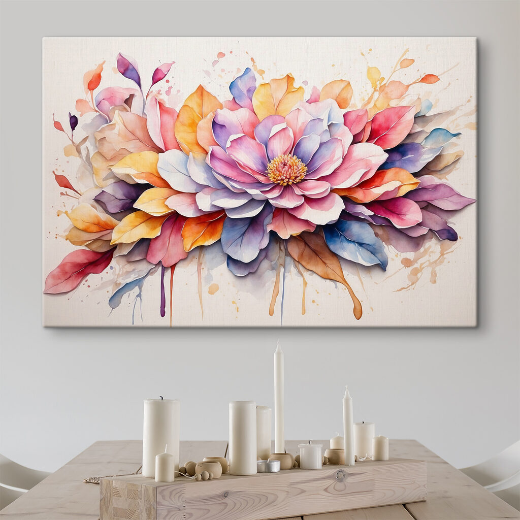 Flor em aguarela suave — interior 3