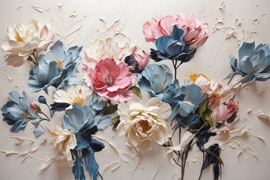 Flores rosa e azul — design completo
