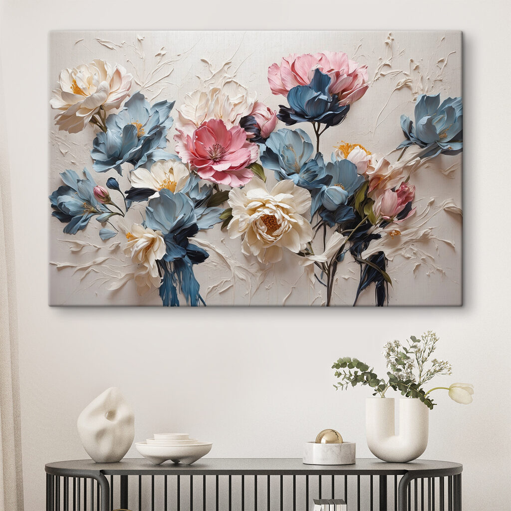 Flores rosa e azul — interior 1