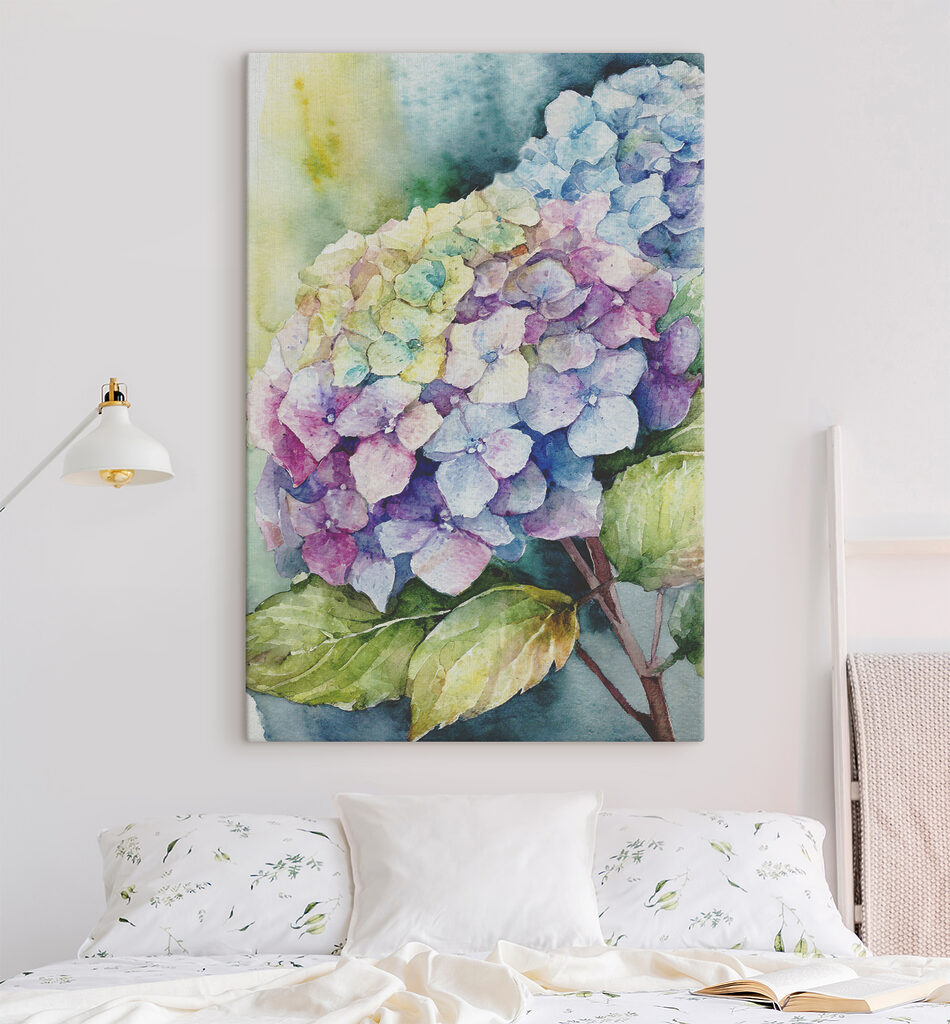 Hortênsia entre folhas — interior 1