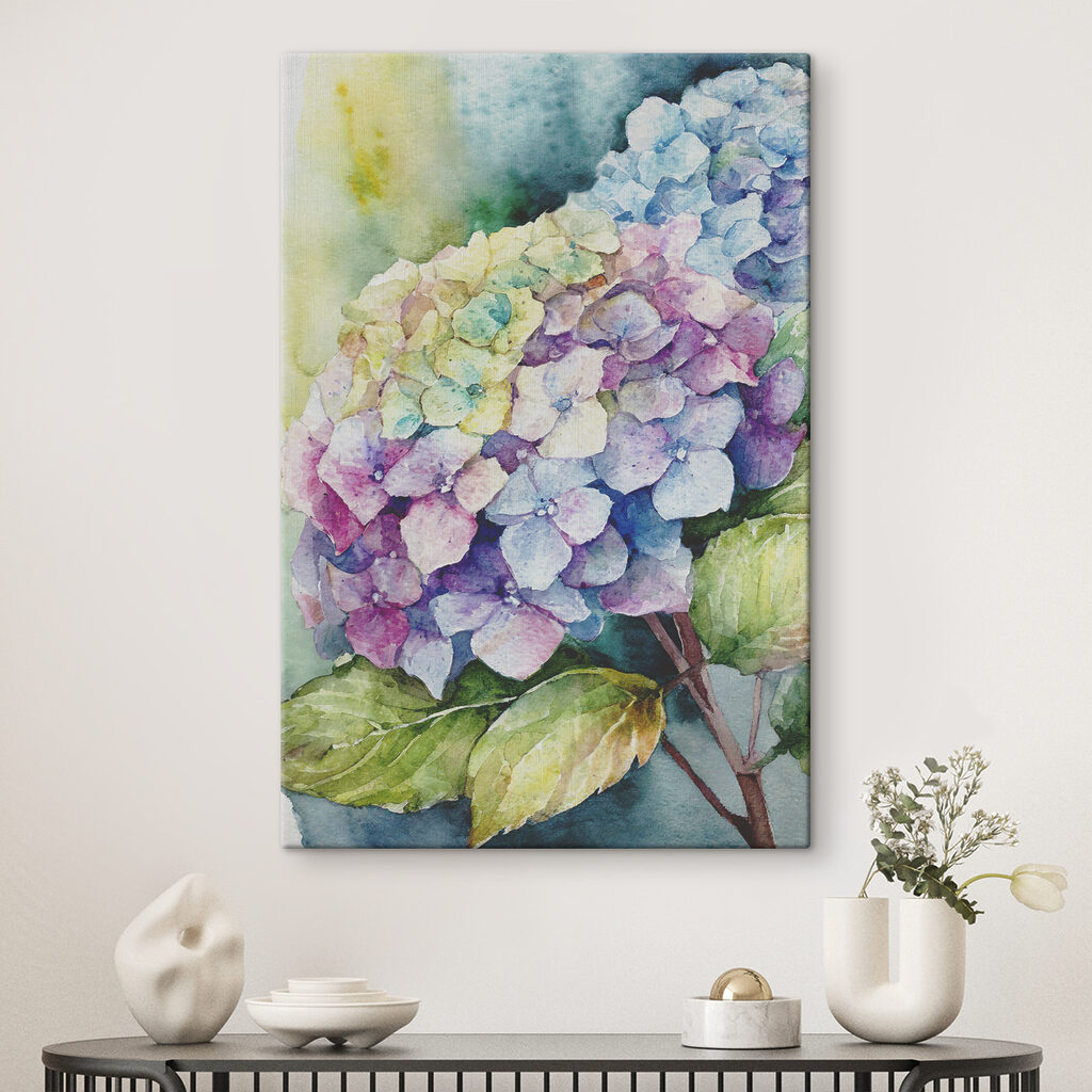 Hortênsia entre folhas — interior 2