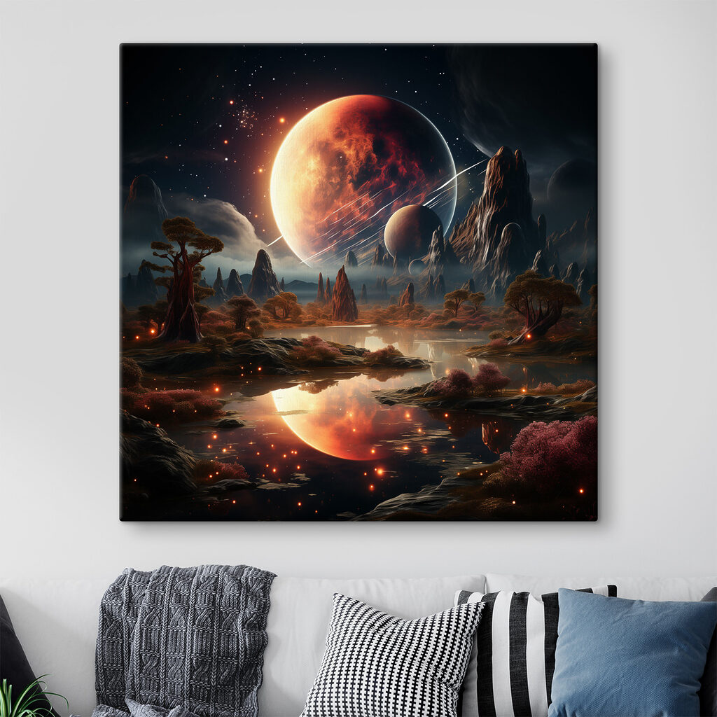 Planeta sobre água espelhada — interior 3