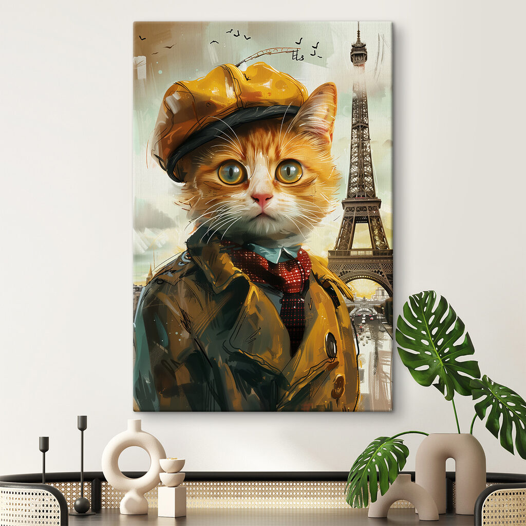 Gatinho em Paris num interior
