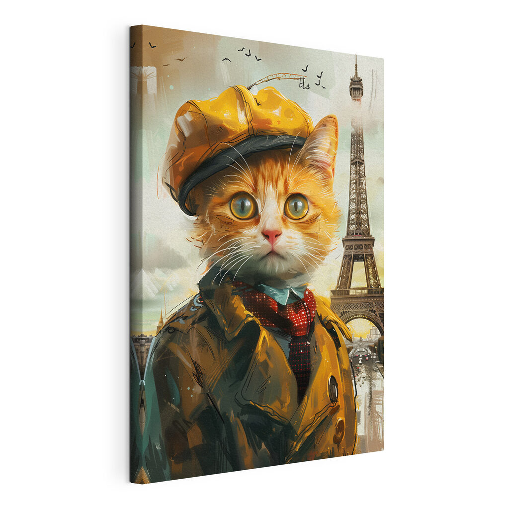 Gatinho em Paris, tela esticada e borda contínua