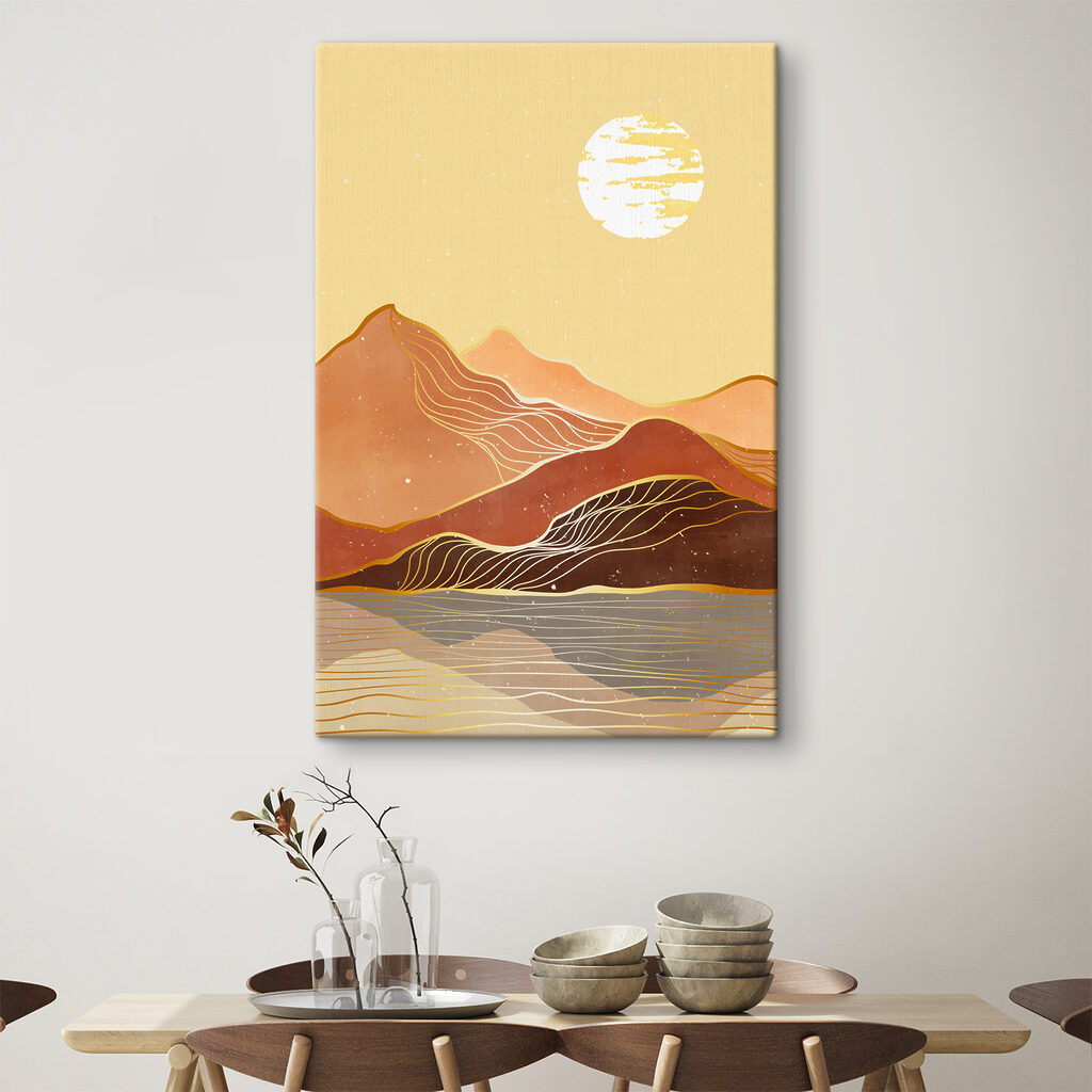 Sol sobre montanhas laranja — interior 1