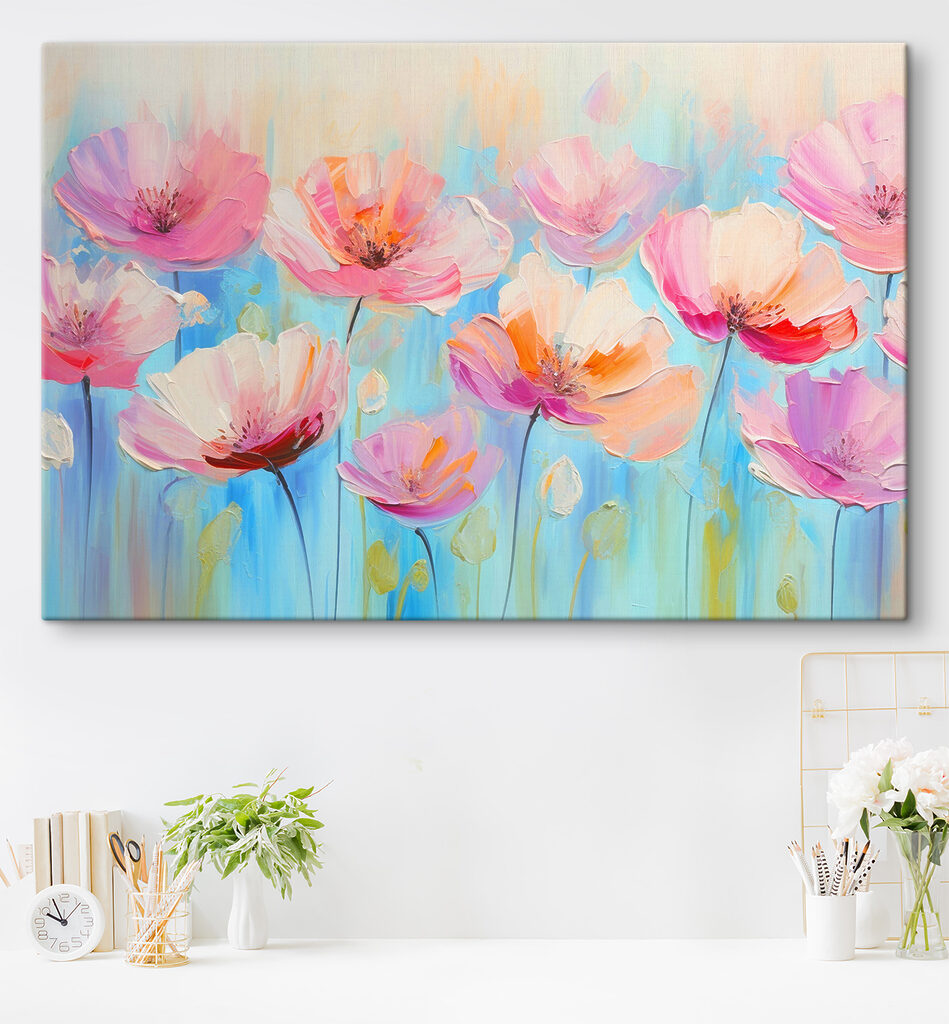 Flores cor-de-rosa sobre azul — interior 3